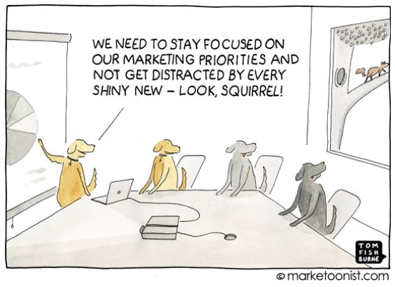 Social Media Marketing World Michael Stelzner marketing distractions cartoon